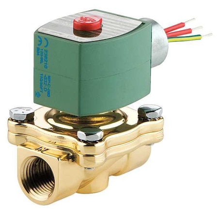 Solenoid Valve, 2-Way, 2-Position, Normally Closed, 1 in Pipe Size, 120V AC, Manual Operator, Brass MPN:8210G004MO