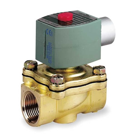 Solenoid Valve, 2-Way, 2-Position, Normally Closed, 3/4 in Pipe Size, 24V DC, High Flow, Brass, NBR MPN:8210G009