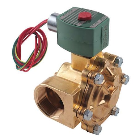Solenoid Valve, 2-Way, 2-Position, Normally Closed, 1-1/2 in Pipe Size, 24V DC, High Flow, Brass MPN:8210G022