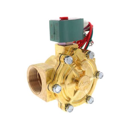 Solenoid Valve, 2-Way, 2-Position, Normally Closed, 1-1/2 in Pipe Size, 120V AC, High Flow, Brass MPN:8210G022