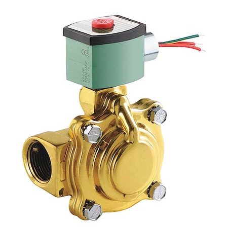 Solenoid Valve, 2-Way, 2-Position, Normally Closed, 1-1/2 in Pipe Size, 24V AC, High Flow, Brass MPN:8210G022