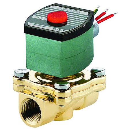 Solenoid Valve, 2-Way, 2-Position, Normally Open, 1-1/2 in Pipe Size, 120V AC, High Flow, Brass MPN:8210G032