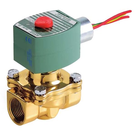 Solenoid Valve, 2-Way, 2-Position, Normally Closed, 1/2 in Pipe Size, 120V AC, High Flow, Brass MPN:8210H106B