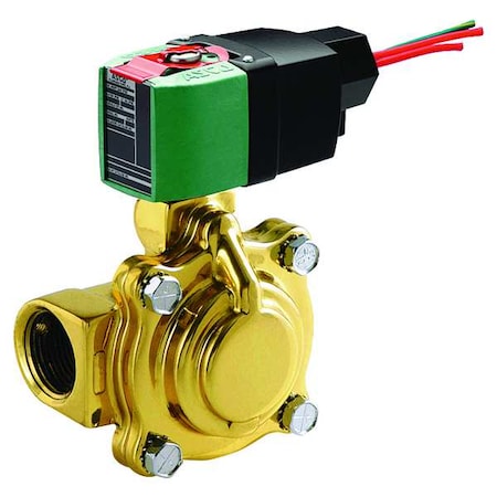 Solenoid Valve, 2-Way, 2-Position, Normally Closed, 1-1/4 in Pipe Size, 100V to 240V AC/DC, Brass MPN:8210P008