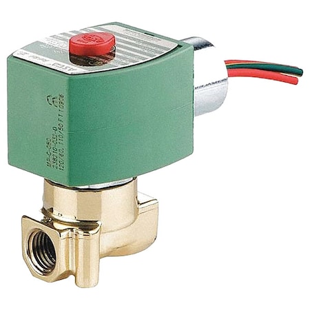 Solenoid Valve, 2-Way, 2-Position, Normally Closed, 1/4 in Pipe Size, 24V DC, High Flow, Brass, NBR MPN:8262H208LF 24/DC