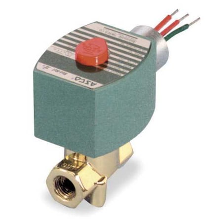 Solenoid Valve, 2-Way, 2-Position, Normally Closed, 1/4 in Pipe Size, 120V AC, Compact, Brass, PTFE MPN:8263H300