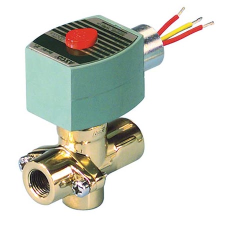 Solenoid Valve, 2-Way, 2-Position, Normally Open, 1/2 in Pipe Size, 120V AC, Self-Cleaning, Brass MPN:8267G015