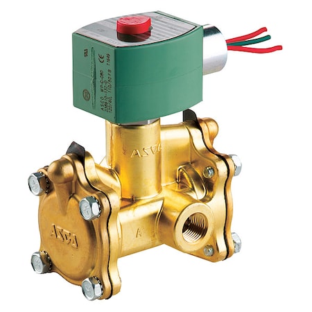 Solenoid Valve, 3-Way, 2-Position, Normally Closed, 3/8 in Pipe Size, 120V AC, High Flow, Brass MPN:8316G014