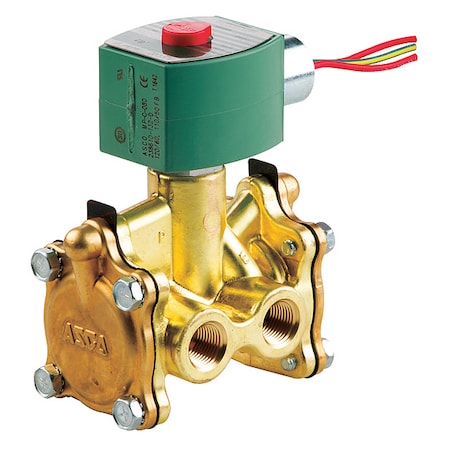 Solenoid Valve, 3-Way, 2-Position, Normally Open, 3/8 in Pipe Size, 120V AC, Manual Operator, Brass MPN:8316G016