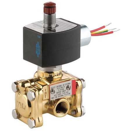 Solenoid Valve, 3-Way, 2-Position, Normally Closed, 1 in Pipe Size, 120V AC, High Flow, Brass, NBR MPN:8316G034120/60, 110/50DA