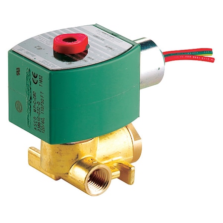 Solenoid Valve, 3-Way, 2-Position, Normally Closed, 1/4 in Pipe Size, 120V AC, Quick Exhaust, Brass MPN:8317G023