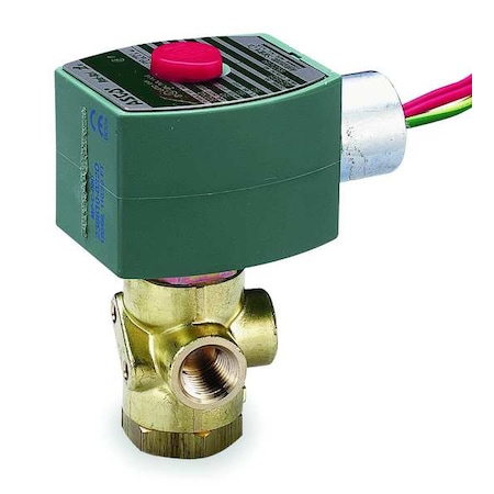 Solenoid Valve, 3-Way, 2-Position, Configurable, 1/4 in Pipe Size, 120V AC, Quick Exhaust, Brass MPN:8320G174