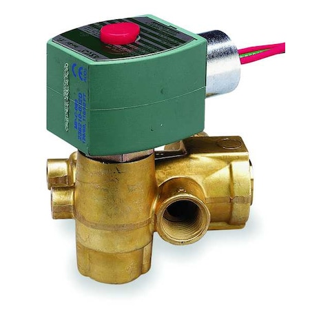 Solenoid Valve, 3-Way, 2-Position, Normally Closed, 3/8 in Pipe Size, 120V AC, Quick Exhaust, Brass MPN:8321G002
