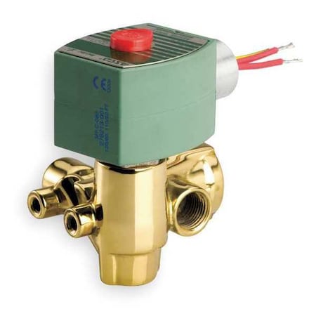Solenoid Valve, 3-Way, 2-Position, Normally Open, 1/4 in Pipe Size, 120V AC, Quick Exhaust, Brass MPN:8321G003