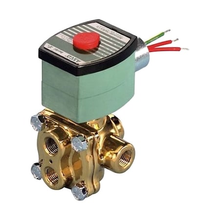 Solenoid Valve, 4-Way, 2-Position, 1/4 in Pipe Size, 120V AC, NAMUR Mount, Direct Acting, Brass MPN:8342G501