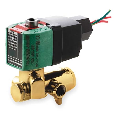 Solenoid Valve, 4-Way, 2-Position, Universal, 1/4 in Pipe Size, 100V to 240V AC/DC, Compact, Brass MPN:8345P001