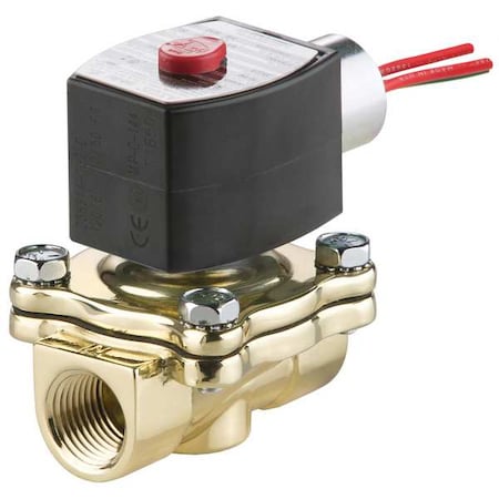 Solenoid Valve, 2-Way, 2-Position, Normally Closed, 1/2 in Pipe Size, 24V DC, High Flow, Brass, NBR MPN:EF8210G002
