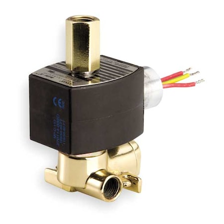 Solenoid Valve, 3-Way, 2-Position, Normally Closed, 1/4 in Pipe Size, 120V AC, Quick Exhaust, Brass MPN:EF8317G035