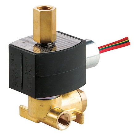 Solenoid Valve, 3-Way, 2-Position, Normally Closed, 1/4 in Pipe Size, 24V DC, Quick Exhaust, Brass MPN:EF8317G035