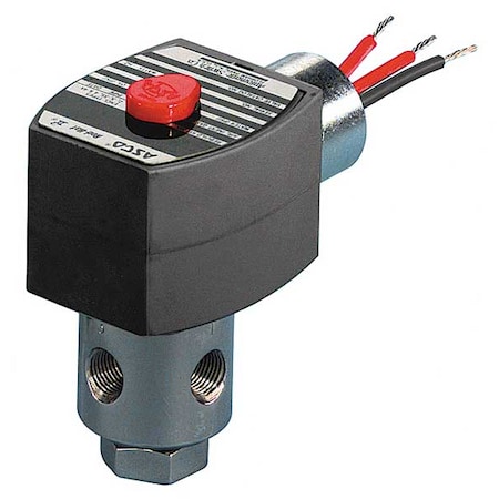 Solenoid Valve, 3-Way, 2-Position, Normally Closed, 1/4 in Pipe Size, 24V DC, Direct Mount, NBR MPN:EF8320G202