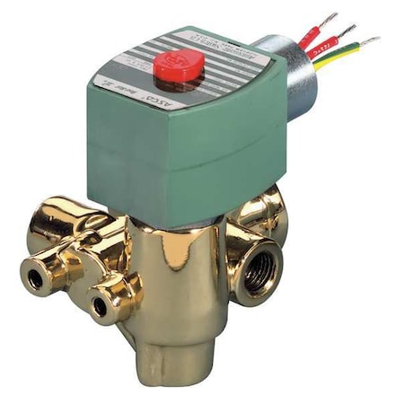 Solenoid Valve, 3-Way, 2-Position, Normally Closed, 1/4 in Pipe Size, 24V DC, Quick Exhaust, Brass MPN:EF8321G00124/DCDD