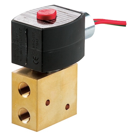 Solenoid Valve, 3-Way, 2-Position, Configurable, 1/4 in Pipe Size, 120V AC, High Flow, Brass, NBR MPN:EF8327G041