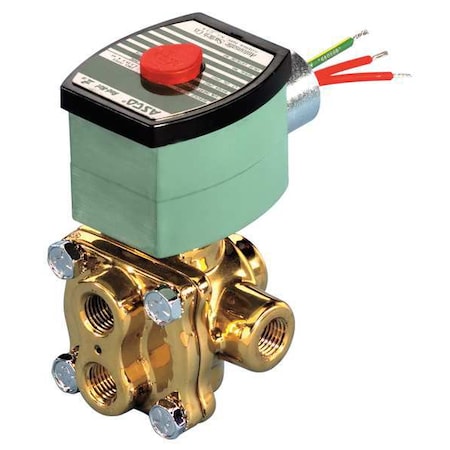 Solenoid Valve, 4-Way, 2-Position, 3/8 in Pipe Size, 120V AC, Manual Operator, Direct Acting, Brass MPN:EF8342G003MS120/60DA