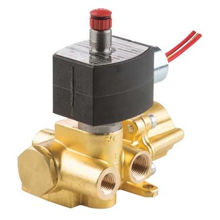 Solenoid Valve, 4-Way, 2-Position, 1/4 in Pipe Size, 24V DC, Poppet, Direct Acting, Brass, NBR MPN:EF8344G370