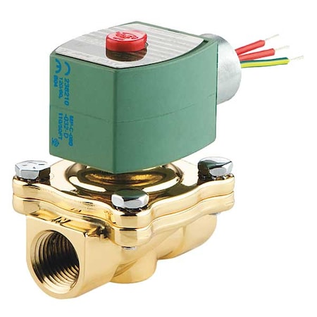 Solenoid Valve, 2-Way, 2-Position, Normally Closed, 1/2 in Pipe Size, 120V AC, High Flow, Brass MPN:HT8210G094