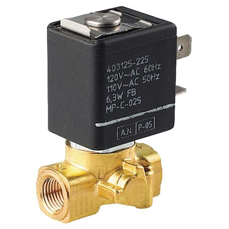 Solenoid Valve, 2-Way, 2-Position, Normally Closed, 1/8 in Pipe Size, 120/60V AC, Compact, Brass MPN:SC8256B045V