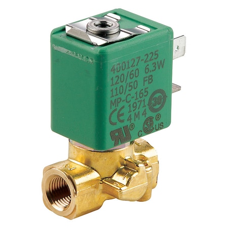 Solenoid Valve, 3-Way, 2-Position, Normally Closed, 1/8 in Pipe Size, 24/60V AC, Compact, Brass MPN:SC8356A002V