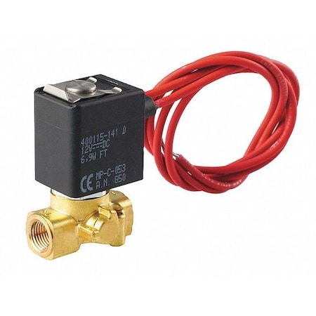 Solenoid Valve, 2-Way, 2-Position, Normally Closed, 1/8 in Pipe Size, 24V DC, Compact, Brass, FKM MPN:U8256A001V