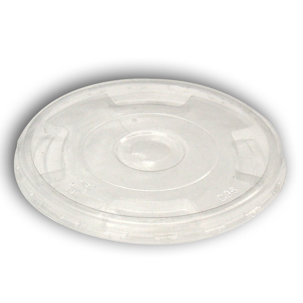 StalkMarket PLA Compostable Cup Lids, 9-24 Oz, Clear, Pack Of 1000 MPN:PLA-FL