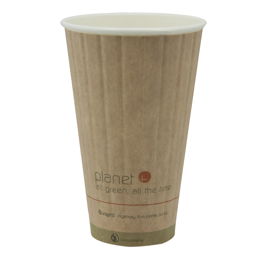 StalkMarket Planet+ Compostable Hot Cups, Double Wall, 16 Oz, Brown, Pack Of 600 Cups MPN:PLC-16-DW