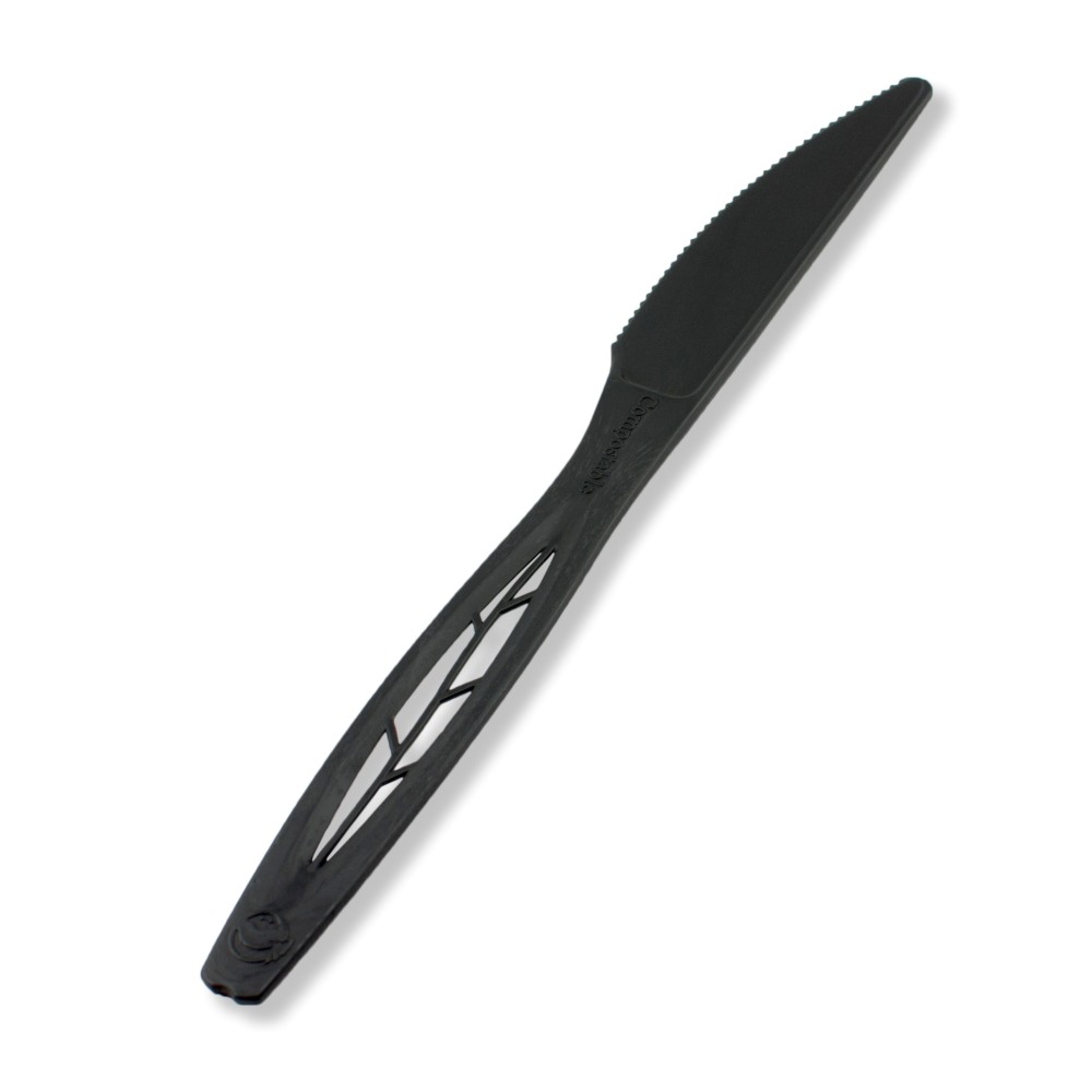 StalkMarket Compostable Cutlery Knives, Pearlescent Black, Pack of 1000 MPN:CPLA-001-B