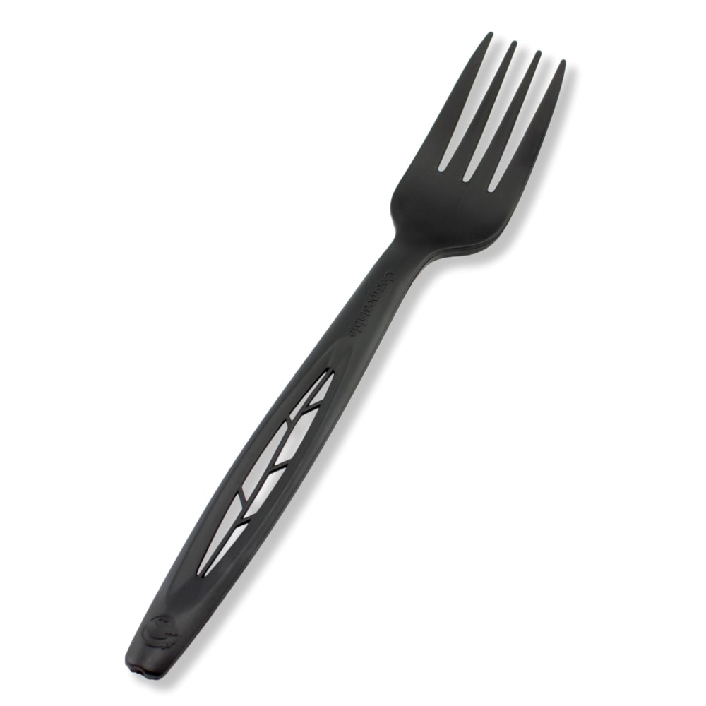 StalkMarket Compostable Cutlery Forks, Pearlescent Black, Pack Of 1000 MPN:CPLA-002-B