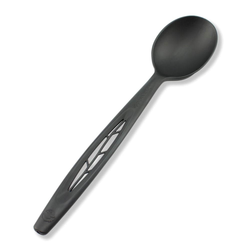StalkMarket Compostable Cutlery Spoons, 6 1/2in, Black, Pack Of 1, 000 Spoons MPN:CPLA-003-B