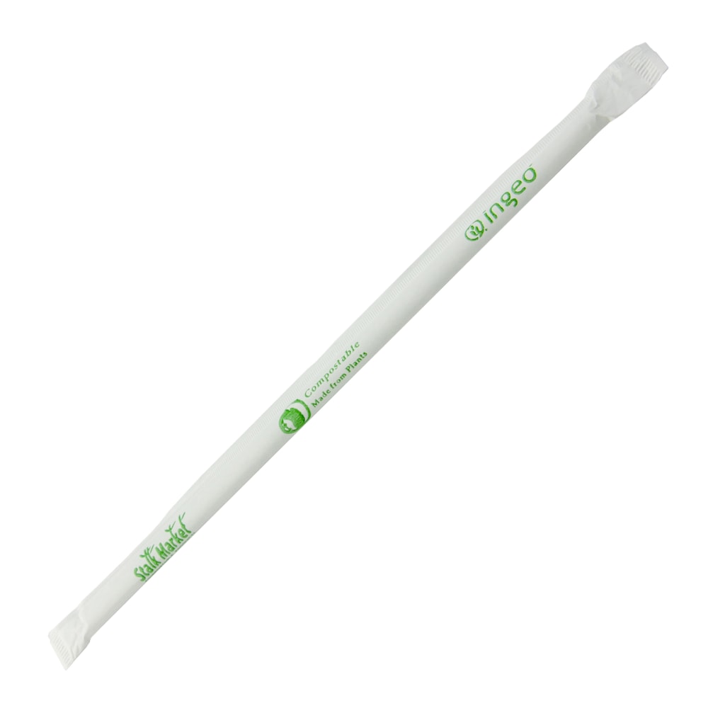 StalkMarket Planet+ Compostable Jumbo Straws, 7 3/4in, Clear, Pack Of 4, 800 Straws MPN:PLA-S6W-C