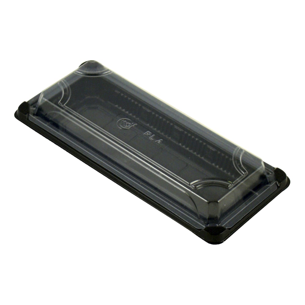 StalkMarket Compostable Food Trays, With Lids, 9.25in x 4.125in x 1.75in, Clear lids and black bottoms, Pack of 400 Trays MPN:PLA-ST01