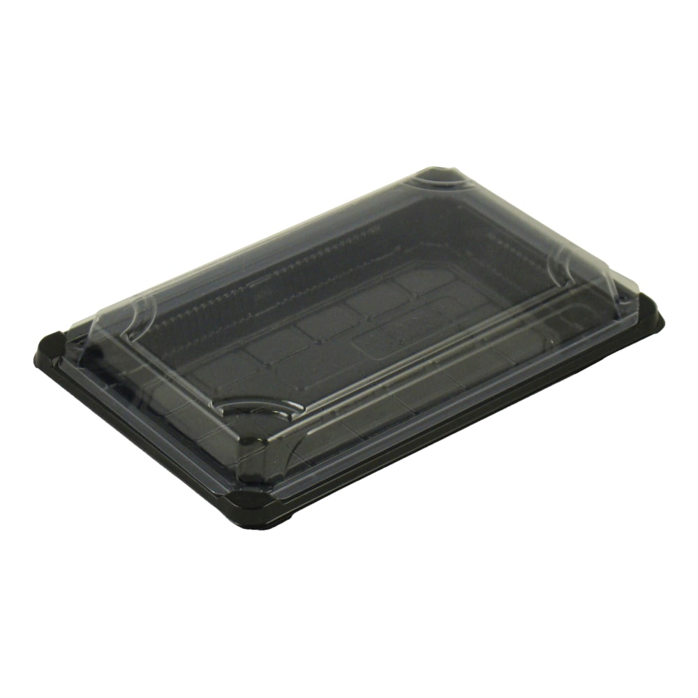 StalkMarket Compostable Food Trays, With Lids, 9.25in x 5.75in x 1.75in, Clear lids and black bottoms, Pack of 300 Trays MPN:PLA-ST03