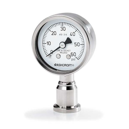 Pressure Gauge, 0 to 160 psi, 2 in Dial, 3/4 in Tri-Clamp, Bottom Location MPN:201032S75L160#