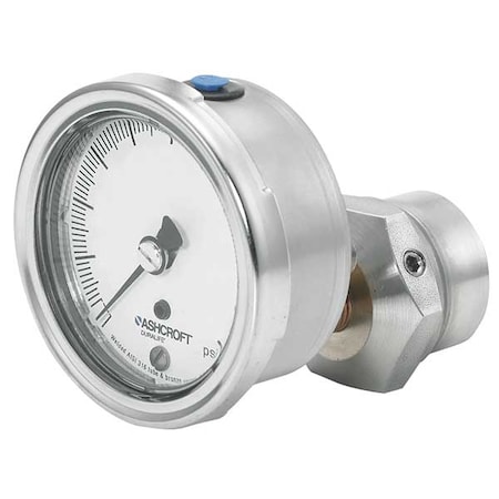 Pressure Gauge with Diaphragm Seal, 0 to 30 psi, 2 1/2 in Dial, 1/4 in NPT, Lower Back Location MPN:251009AW02B/310SSLXCG30