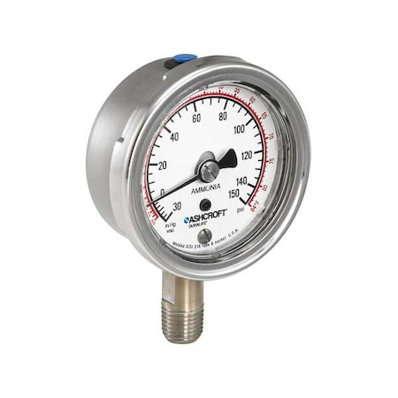 Compound Gauge, -30 to 150 psi, 2 1/2 in Dial, 1/4 in MNPT, Bottom Location MPN:251009SW02LXR530IMV&150#
