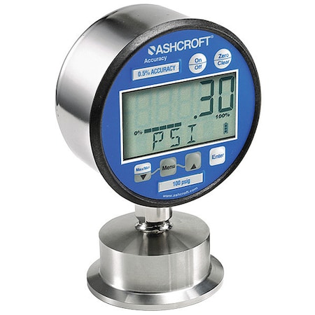 Digital Pressure Gauge, 0 to 30 psi, 3 in Dial, 2 in Tri-Clamp, Bottom Location MPN:302032SD20LXBLCYLM30#