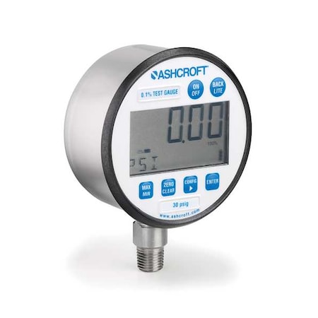 Pressure Gauge, 0 to 2000 psi, 3 in Dial, 1/4 in NPT, Lower Location, Stainless Steel Case Material MPN:302086SD02LXCYLM2000#