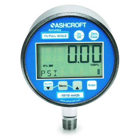 Digital Vacuum Gauge with Transmitter, 0 to 100 psi, 3 in Dial, 1/4 in NPT, Bottom Location MPN:302174SD02LXBLBK100#
