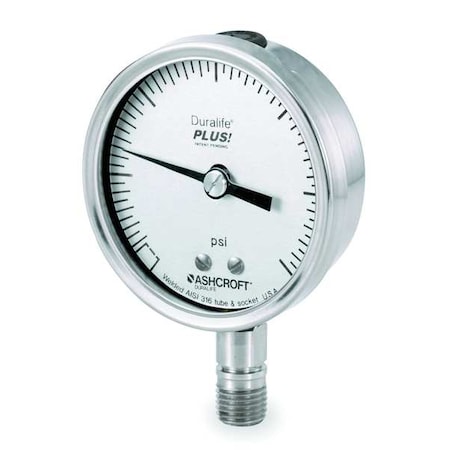 Industrial Pressure Gauge, 0 to 600 psi, 3 1/2 in Dial, 1/4 in NPT, Bottom Location MPN:351009SW02LXLL600