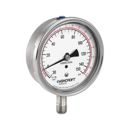 Compound Gauge, -30 to 150 psi, 3 1/2 in Dial, 1/4 in MNPT, Bottom Location MPN:351009SW02LXR530IMV&150#