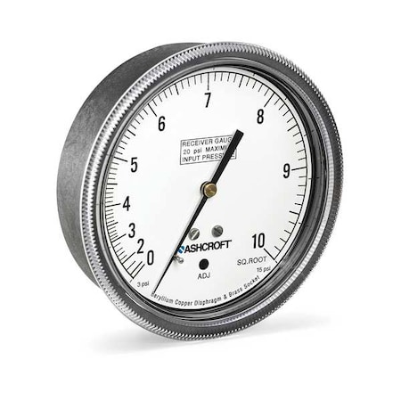 Pressure Gauge, 3 to 15 psi, 3 1/2 in Dial, 1/4 in MNPT, Center Back Location MPN:351495A02B3-15#