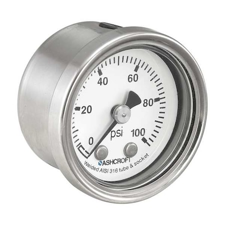 Pressure Gauge, 0 to 30 psi, 1 1/2 in Dial, 1/8 in NPT, Center Back Location MPN:401008SL01B30#